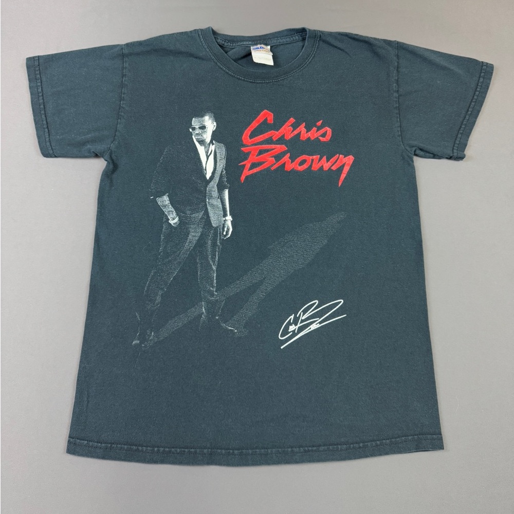 Vintage Y2K Chris Brown Hip Hop Rap RnB Tour Concert Promo Black Shirt Small Art